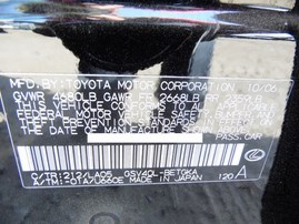 2007 LEXUS ES350 BLACK 3.5L AT Z17877